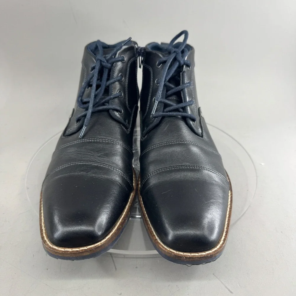 Steve Madden Mens Kramerr Leather Cap Toe Side Zip Chukka Boots Black Size 12